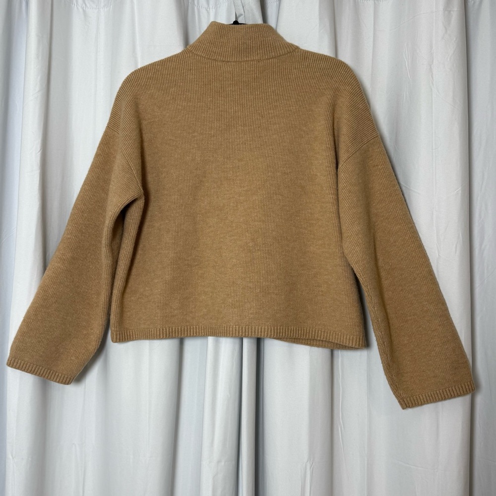 LOFT Waist Patch Pocket Cardigan Button Front Sweater Camel Womens Medium - Picture 3 of 11